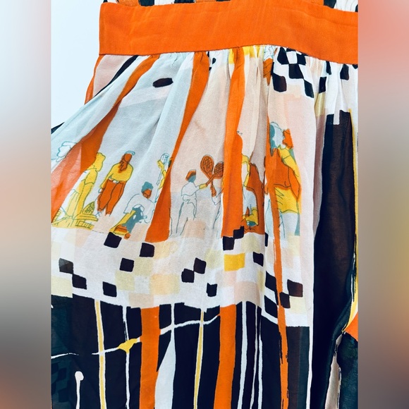 French Connection Gorgeous art print cross back maxi chiffon dress big pockets - Picture 6 of 14